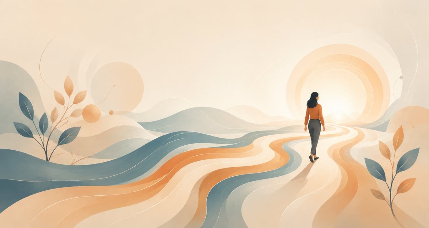 Une personne avançant seule sur un chemin vers l’horizon